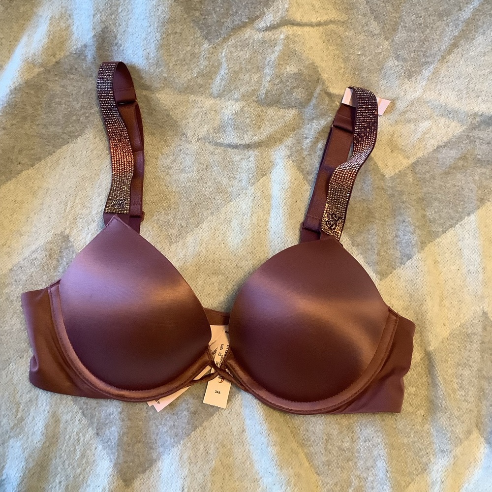 Victoria’s Secret Very Sexy Logo Shine Strap Push Up Bra 34A NWT
